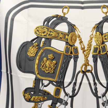 カレ90 BRIDES de GALA スカーフ シルク ブルー ホワイト マルチカラー エルメス 財布・小物 HERMES