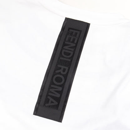 ビーズ 刺繍 半袖Tシャツ コットン ホワイト ブラック ネイビー フェンディ