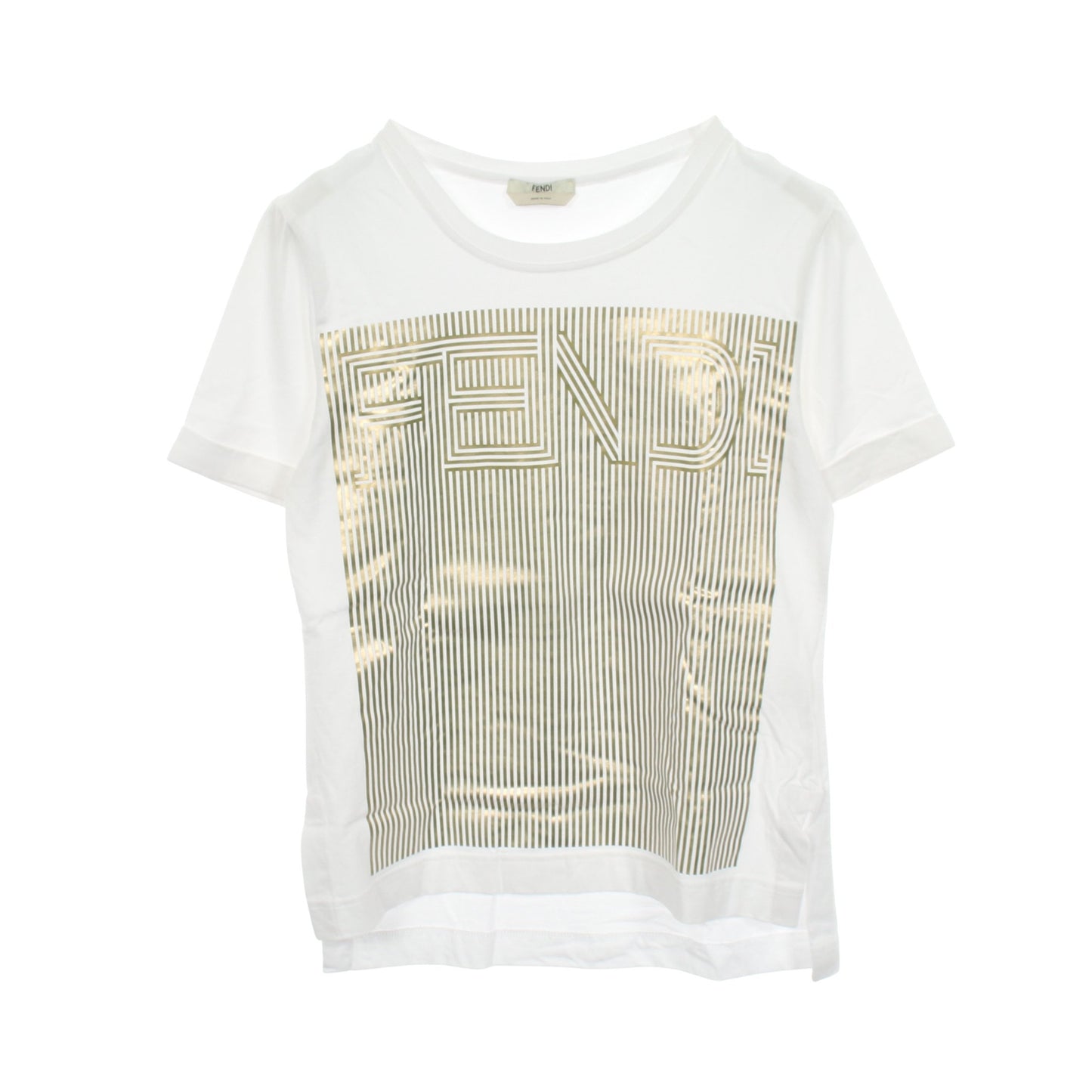 ロゴプリント 半袖Tシャツ コットン ホワイト ゴールド フェンディ