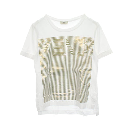 ロゴプリント 半袖Tシャツ コットン ホワイト ゴールド フェンディ
