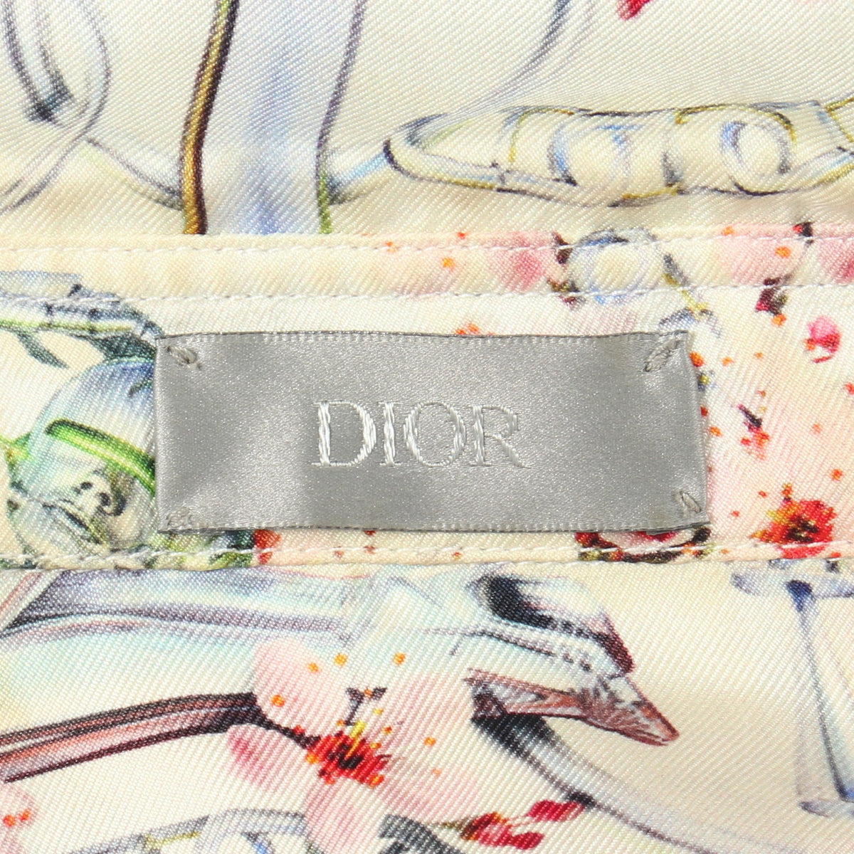 DIOR × Hajime Sorayama 総柄 長袖 シャツ シルク ライトベージュ マルチカラー ディオール