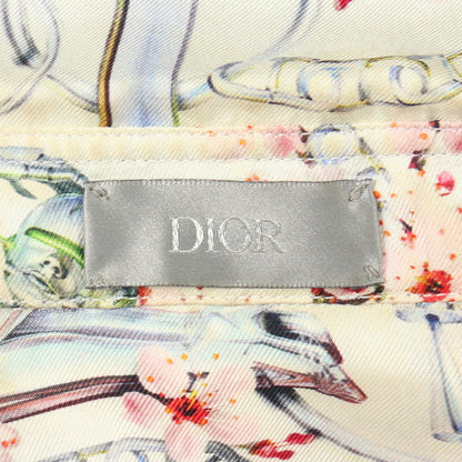 DIOR × Hajime Sorayama 総柄 長袖 シャツ シルク ライトベージュ マルチカラー ディオール