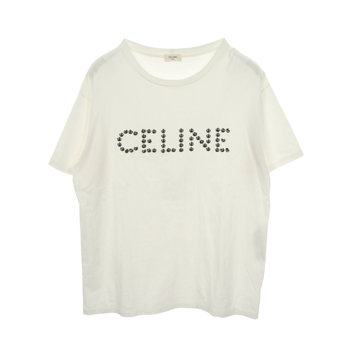スタッズロゴ 半袖Tシャツ コットン ホワイト セリーヌ トップス CELINE