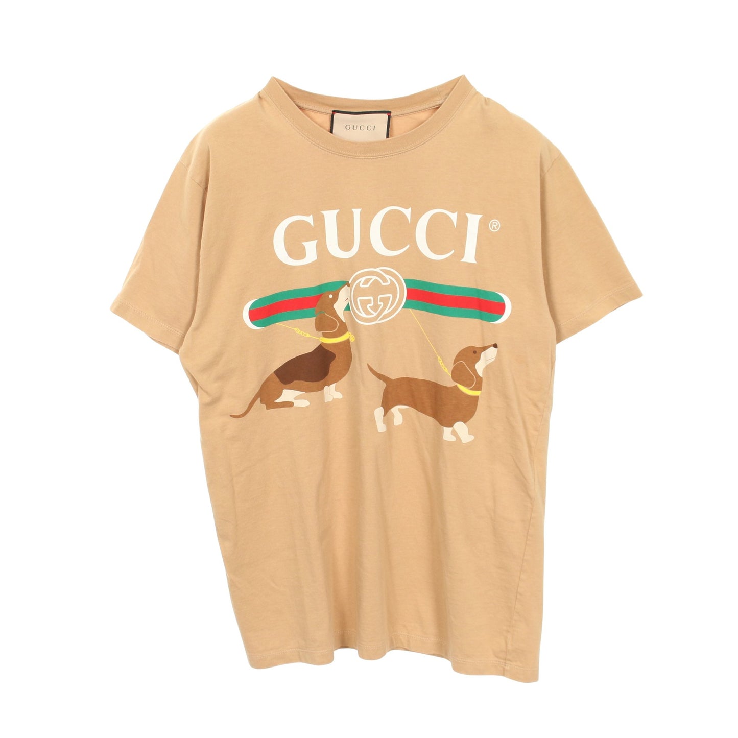 インターロッキングG ダックスフンド 半袖Tシャツ コットン ベージュ グッチ