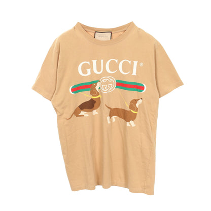 インターロッキングG ダックスフンド 半袖Tシャツ コットン ベージュ グッチ