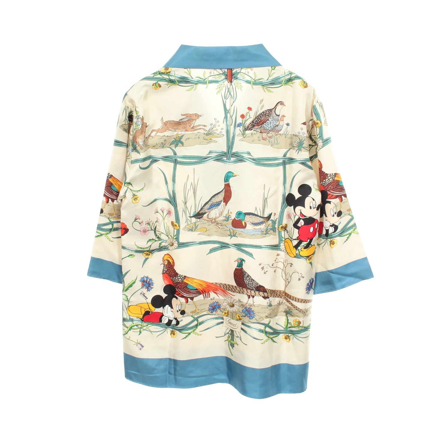 GUCCI × Disney ミッキーマウス プルオーバー ブラウス シルク アイボリー ブルー マルチカラー グッチ