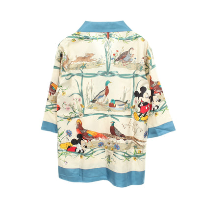 GUCCI × Disney ミッキーマウス プルオーバー ブラウス シルク アイボリー ブルー マルチカラー グッチ
