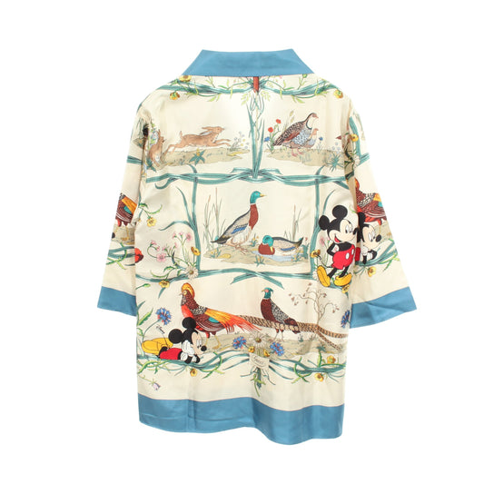 GUCCI × Disney ミッキーマウス プルオーバー ブラウス シルク アイボリー ブルー マルチカラー グッチ トップス GUCCI