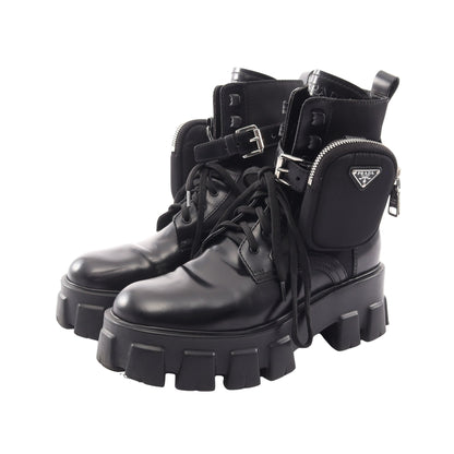 Re-Nylon モノリス ブーツ レザー ナイロン ブラック プラダ シューズ PRADA