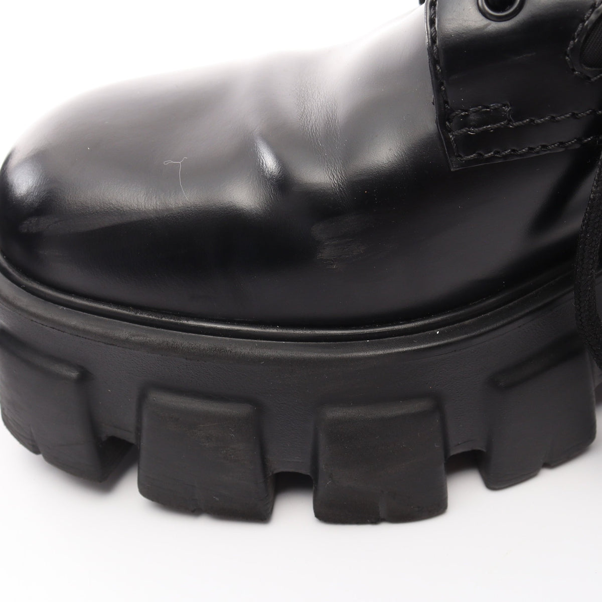 Re-Nylon モノリス ブーツ レザー ナイロン ブラック プラダ シューズ PRADA