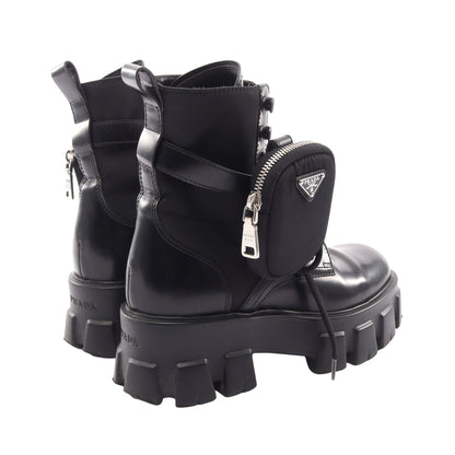 Re-Nylon モノリス ブーツ レザー ナイロン ブラック プラダ シューズ PRADA