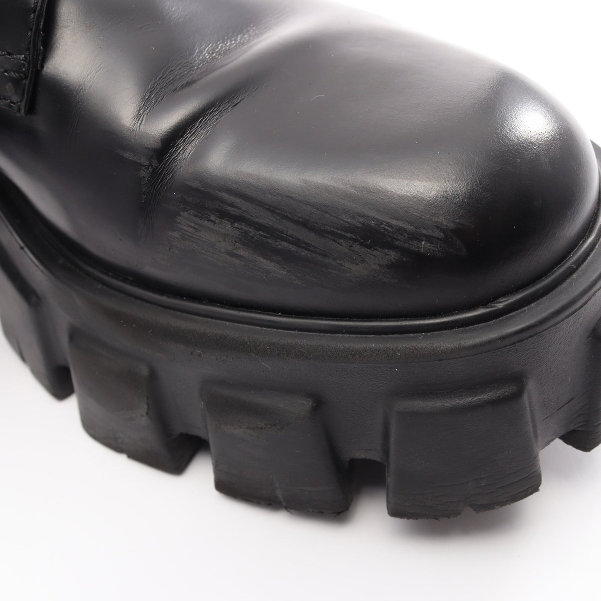 Re-Nylon モノリス ブーツ レザー ナイロン ブラック プラダ シューズ PRADA