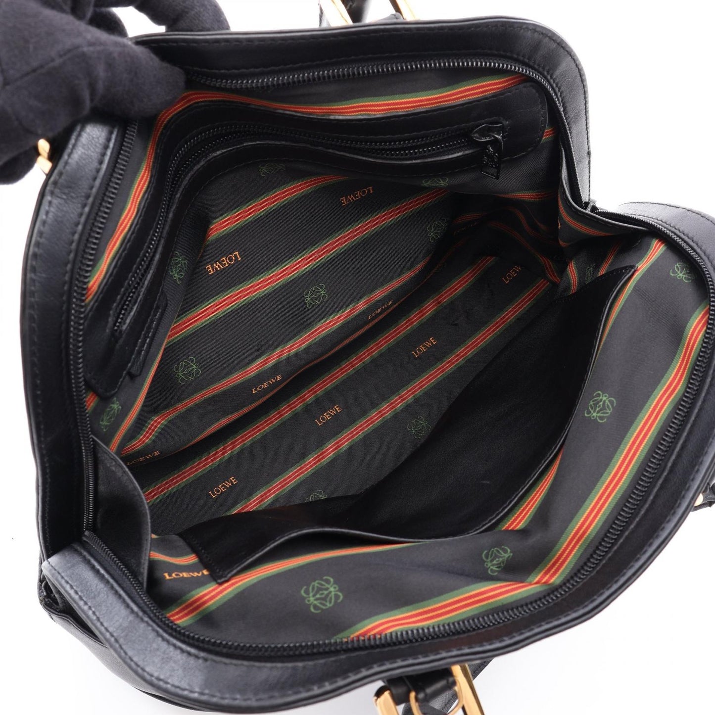 アナグラム 2WAY ハンドバッグ レザー ブラック ロエベ