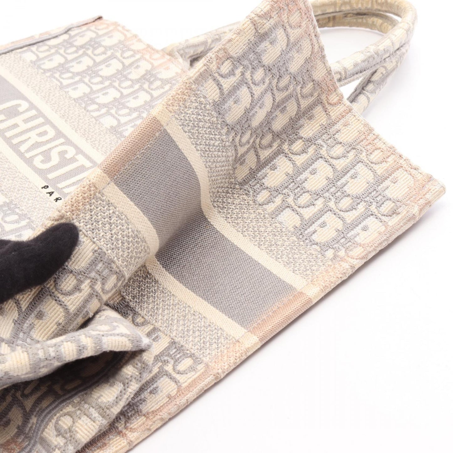 BOOK TOTE ブックトート ミディアム オブリーク ハンドバッグ トートバッグ キャンパス グレー ホワイト クリスチャンディオール