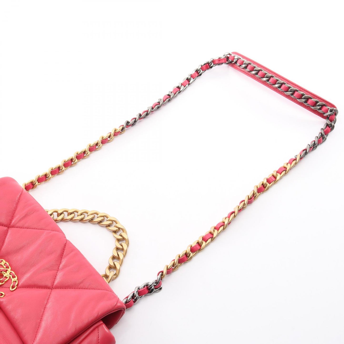 19 ディズヌフ マトラッセ 2WAY チェーンショルダーバッグ ラムスキン ピンク コンビ金具 シャネル バッグ CHANEL