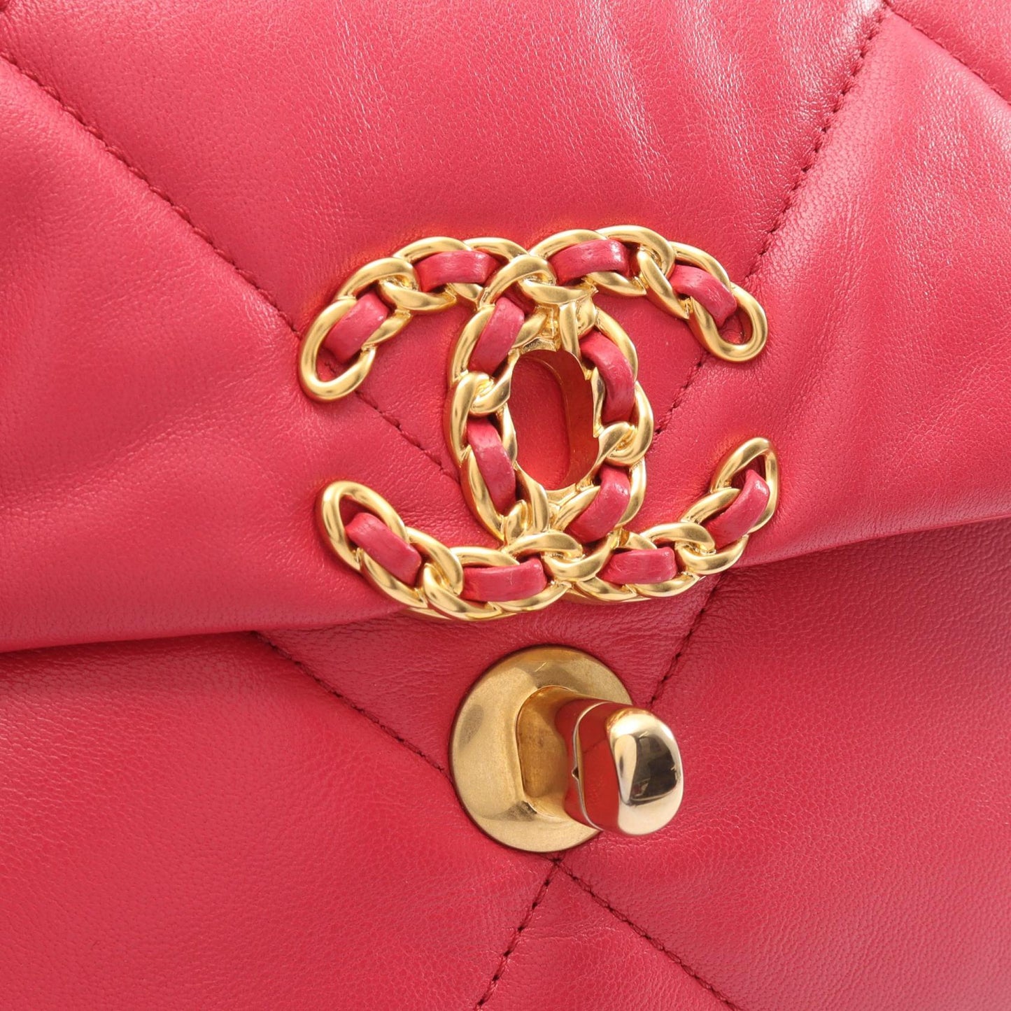 19 ディズヌフ マトラッセ 2WAY チェーンショルダーバッグ ラムスキン ピンク コンビ金具 シャネル バッグ CHANEL
