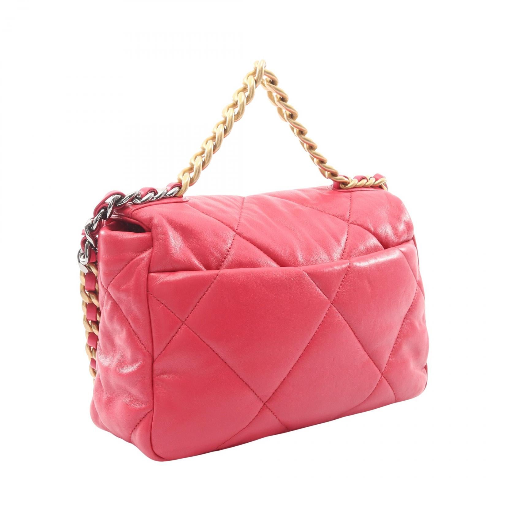 19 ディズヌフ マトラッセ 2WAY チェーンショルダーバッグ ラムスキン ピンク コンビ金具 シャネル バッグ CHANEL