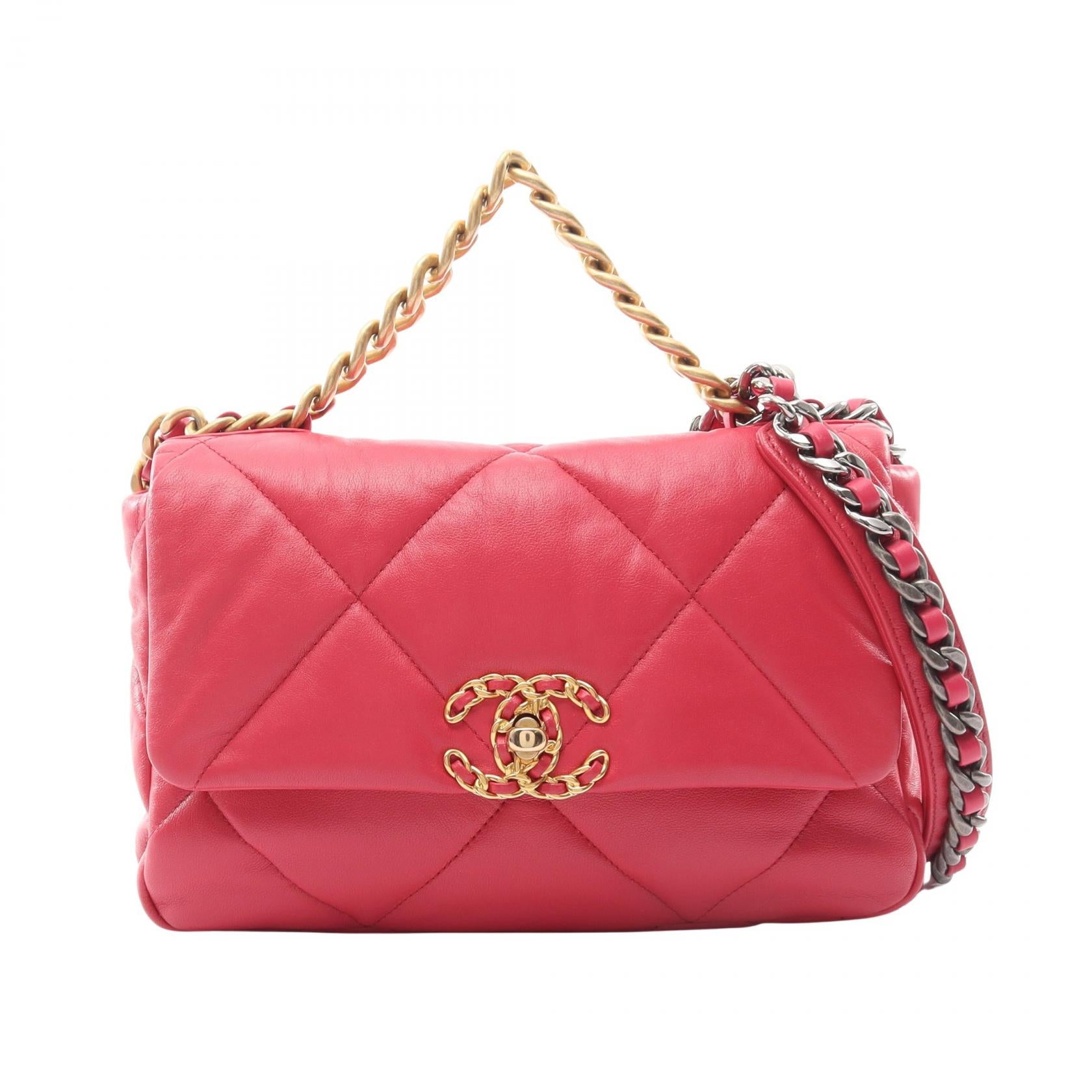 19 ディズヌフ マトラッセ 2WAY チェーンショルダーバッグ ラムスキン ピンク コンビ金具 シャネル バッグ CHANEL