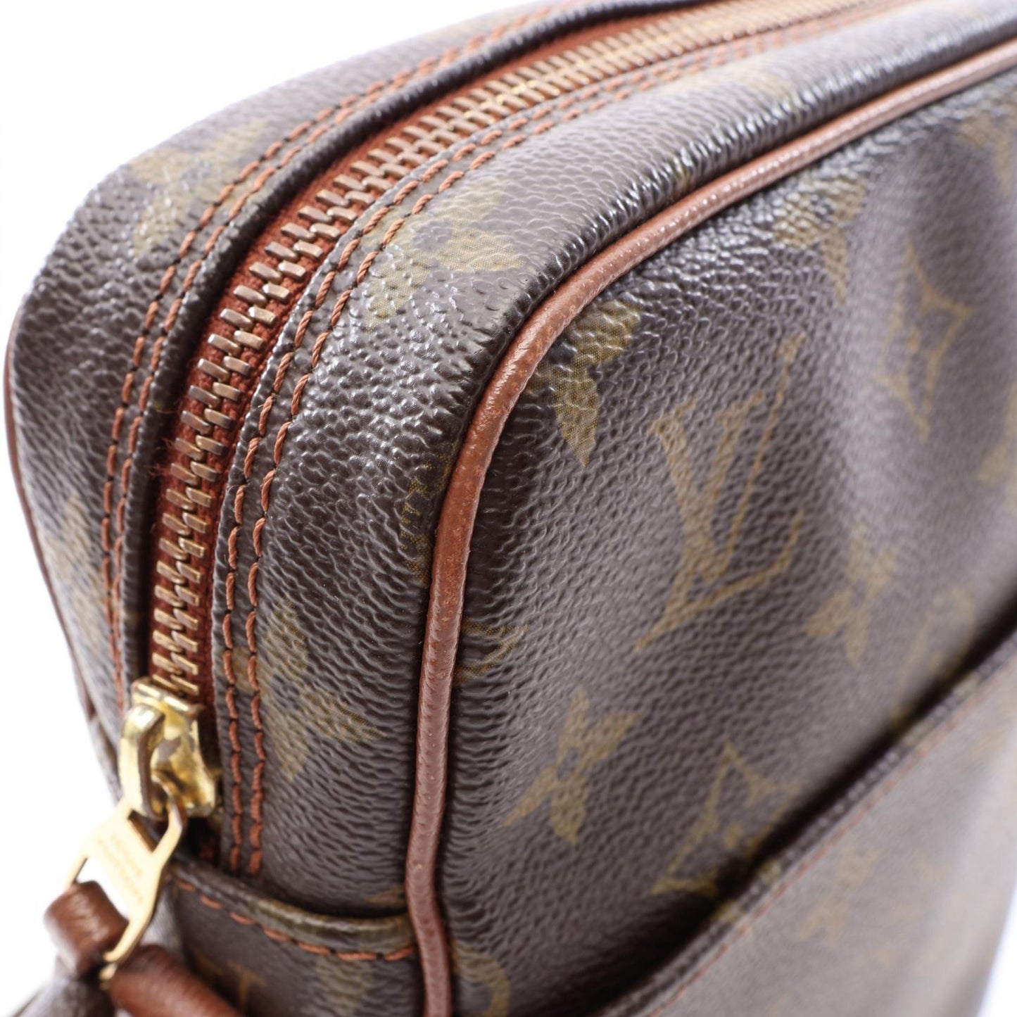 LOUIS VUITTON × COMME des GARCONS プチマルソー モノグラム ショルダーバッグ PVC レザー ブラウン ルイヴィトン