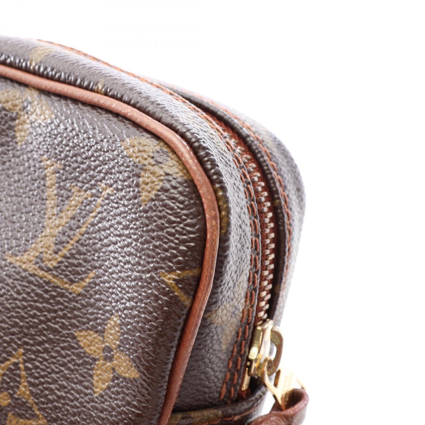 LOUIS VUITTON × COMME des GARCONS プチマルソー モノグラム ショルダーバッグ PVC レザー ブラウン ルイヴィトン