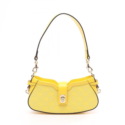 ムーンサイド ミニ GGキャンバス ワンショルダーバッグ キャンバス レザー イエロー グッチ バッグ GUCCI