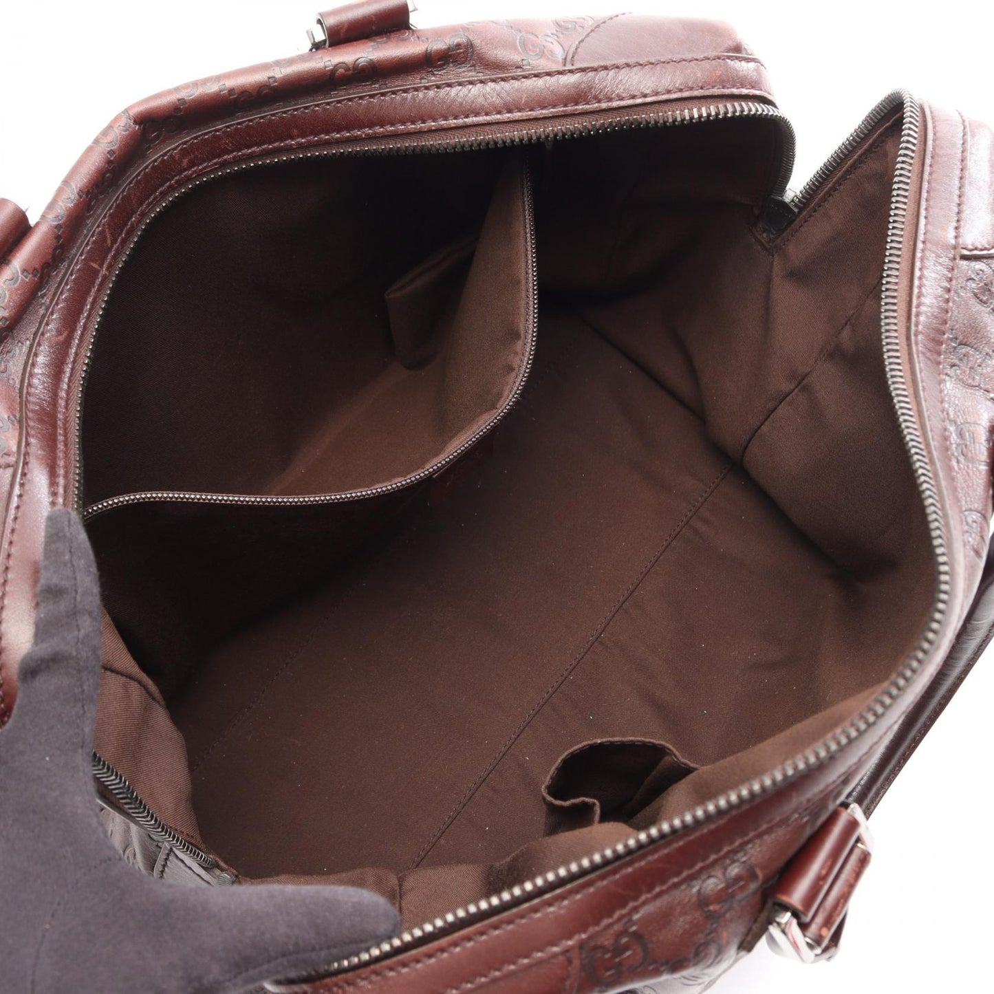 グッチシマ ボストンバッグ レザー ダークブラウン グッチ