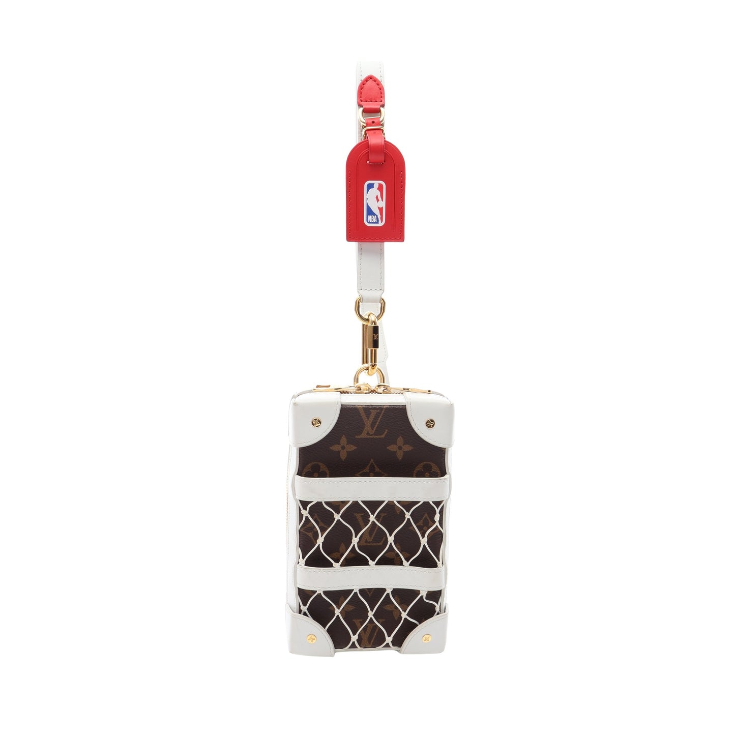 LV × NBA ソフトトランク フォーンボックス モノグラム ボディバッグ PVC レザー ファブリック ブラウン ホワイト ルイヴィトン