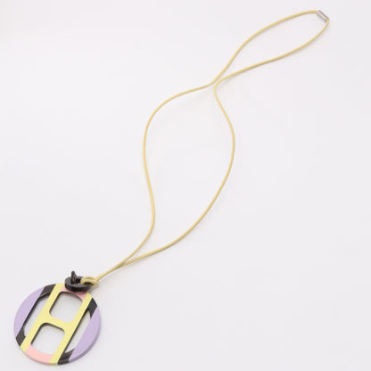 Hエキップ ネックレス バッファローホーン ラッカー ライトイエロー ダークブラウン マルチカラー エルメス
