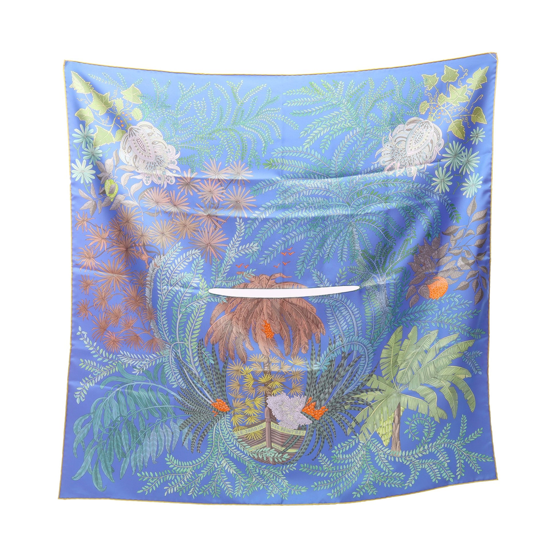 カレ ドサール Le Jardin des Peintres リバーシブル スカーフ シルク ブルーグレー パープル マルチカラー エルメス 財布・小物 HERMES
