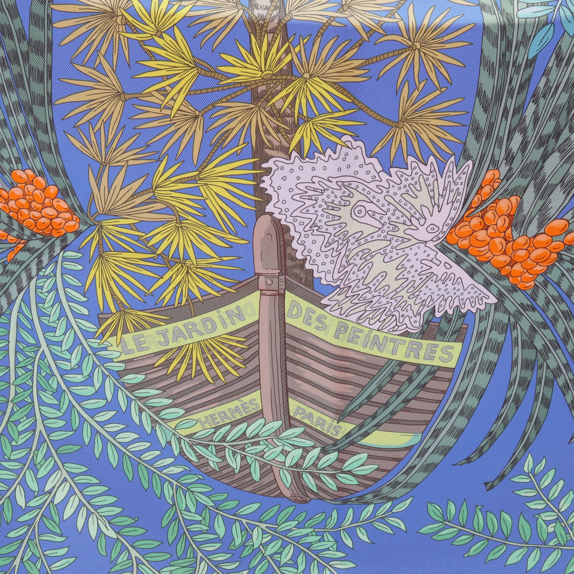カレ ドサール Le Jardin des Peintres リバーシブル スカーフ シルク ブルーグレー パープル マルチカラー エルメス 財布・小物 HERMES