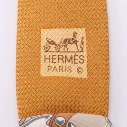 petit h Colliers et Chiens フカーフタイ スカーフ シルク イエローブラウン マルチカラー エルメス 財布・小物 HERMES