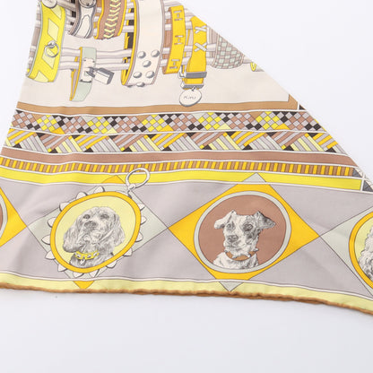 petit h Colliers et Chiens フカーフタイ スカーフ シルク イエローブラウン マルチカラー エルメス 財布・小物 HERMES