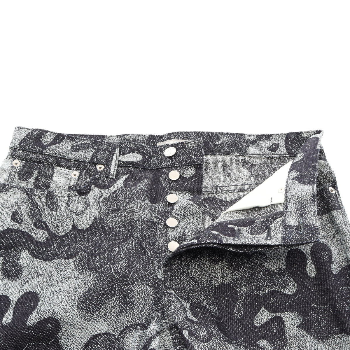 Christian Dior × PETER DOIG カモフラージュ デニムパンツ コットン インディゴブルー オフホワイト クリスチャンディオール