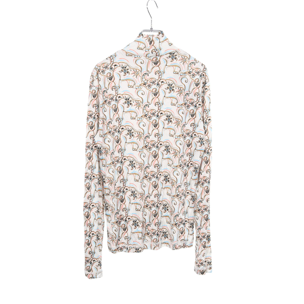 DIOR × KENNY SCHARF 総柄 ハイネック 長袖 カットソー レーヨン アイボリー マルチカラー ディオール