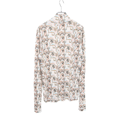 DIOR × KENNY SCHARF 総柄 ハイネック 長袖 カットソー レーヨン アイボリー マルチカラー ディオール
