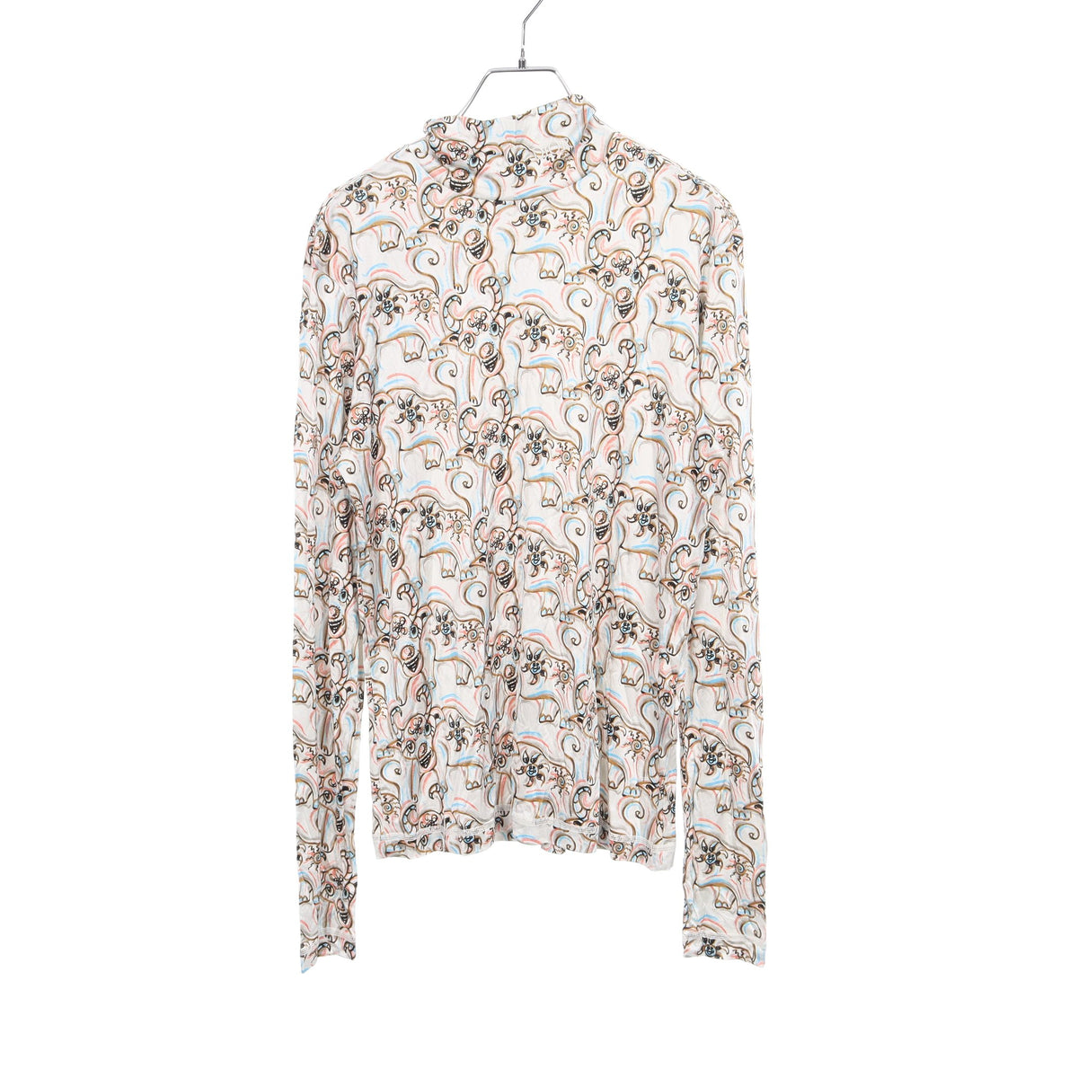 DIOR × KENNY SCHARF 総柄 ハイネック 長袖 カットソー レーヨン アイボリー マルチカラー ディオール
