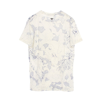 Around the World トートバッグ付き 半袖Tシャツ コットン リネン オフホワイト ブルー マルチカラー クリスチャンディオール