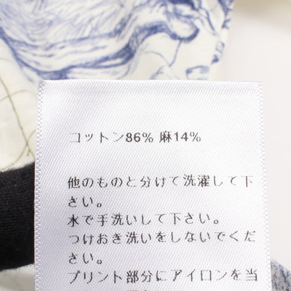 Around the World トートバッグ付き 半袖Tシャツ コットン リネン オフホワイト ブルー マルチカラー クリスチャンディオール