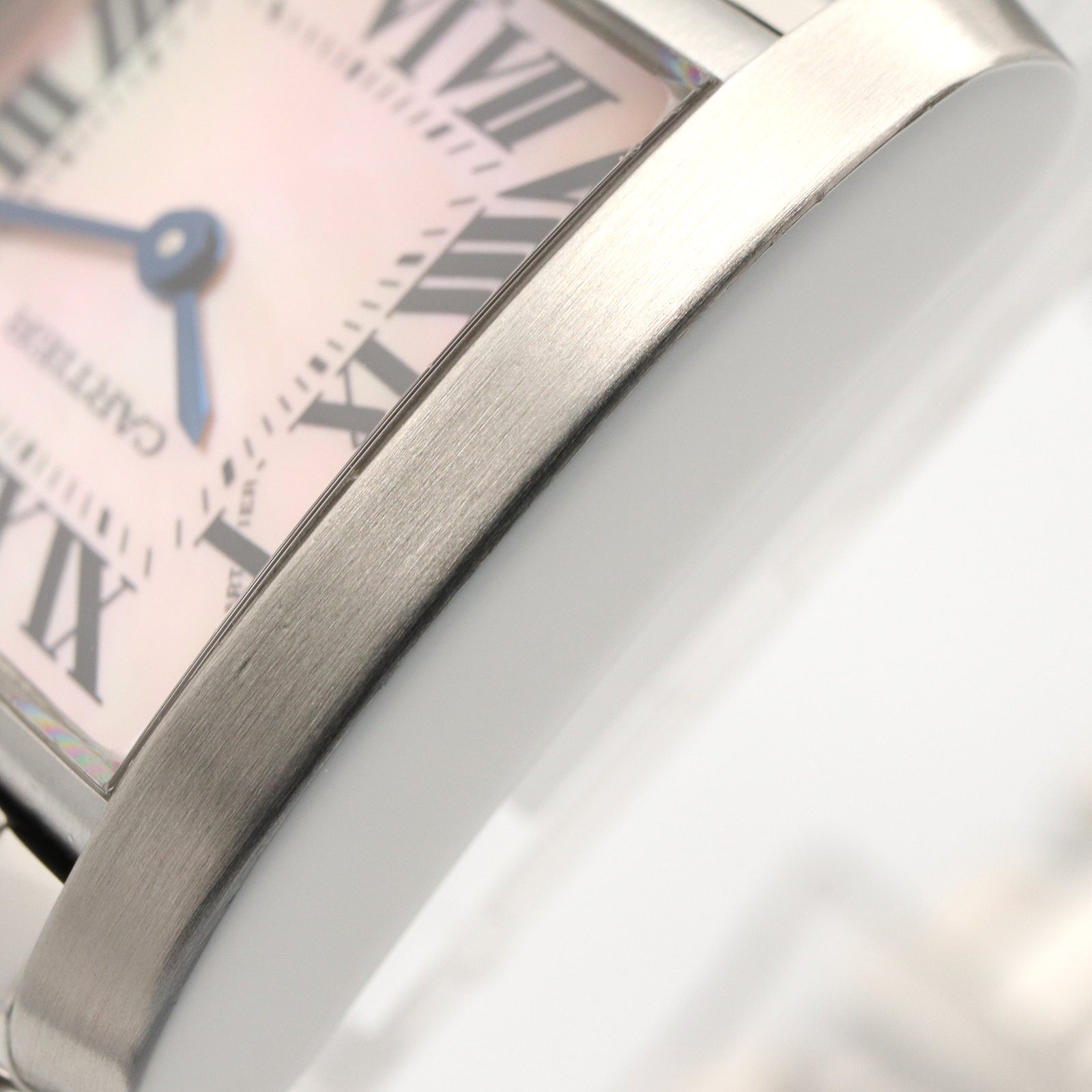 タンクフランセーズ SM レディース 腕時計 クオーツ ステンレススチール ピンク ピンクシェル カルティエ 時計 Cartier