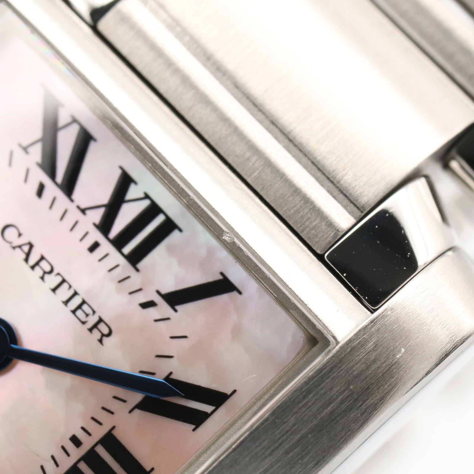 タンクフランセーズ SM レディース 腕時計 クオーツ ステンレススチール ピンク ピンクシェル カルティエ 時計 Cartier