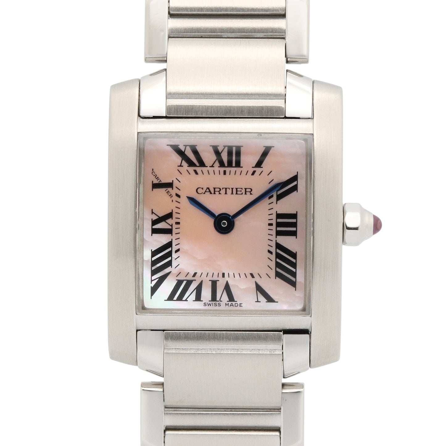 タンクフランセーズ SM レディース 腕時計 クオーツ ステンレススチール ピンク ピンクシェル カルティエ 時計 Cartier