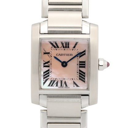 タンクフランセーズ SM レディース 腕時計 クオーツ ステンレススチール ピンク ピンクシェル カルティエ 時計 Cartier