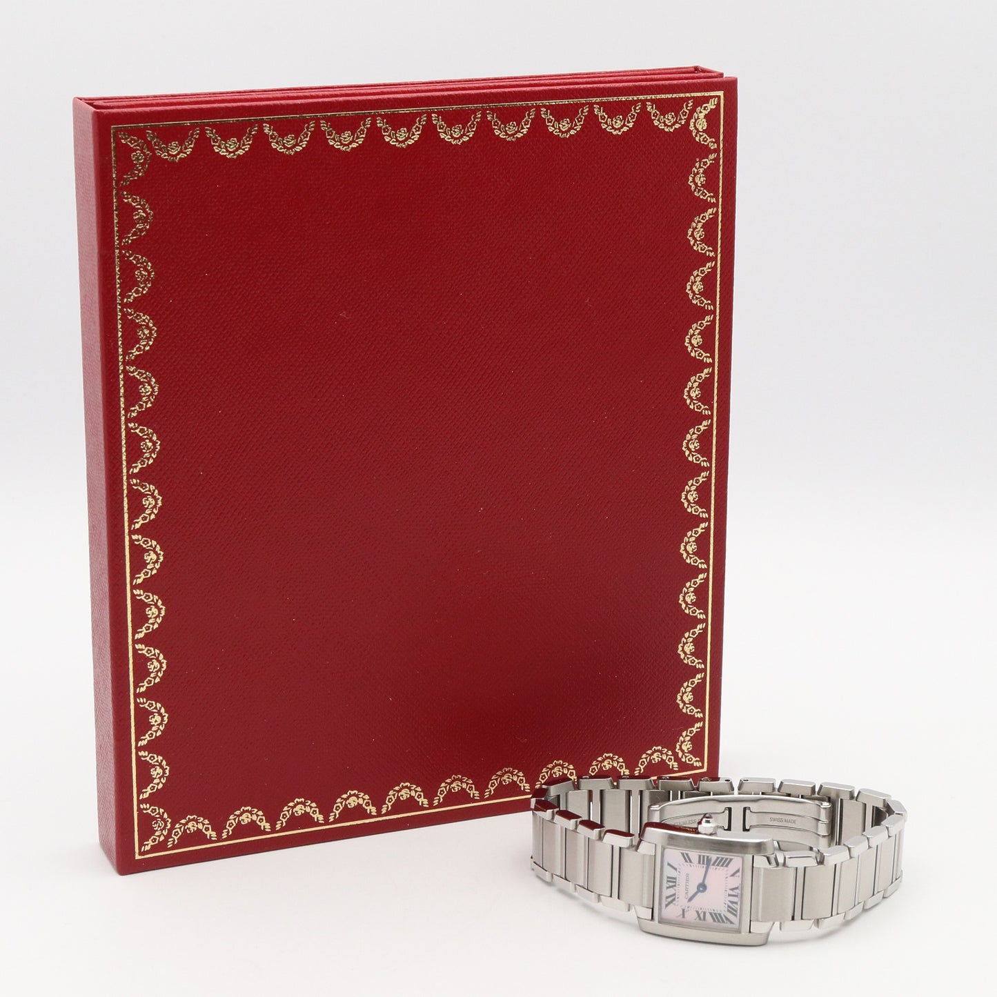 タンクフランセーズ SM レディース 腕時計 クオーツ ステンレススチール ピンク ピンクシェル カルティエ 時計 Cartier