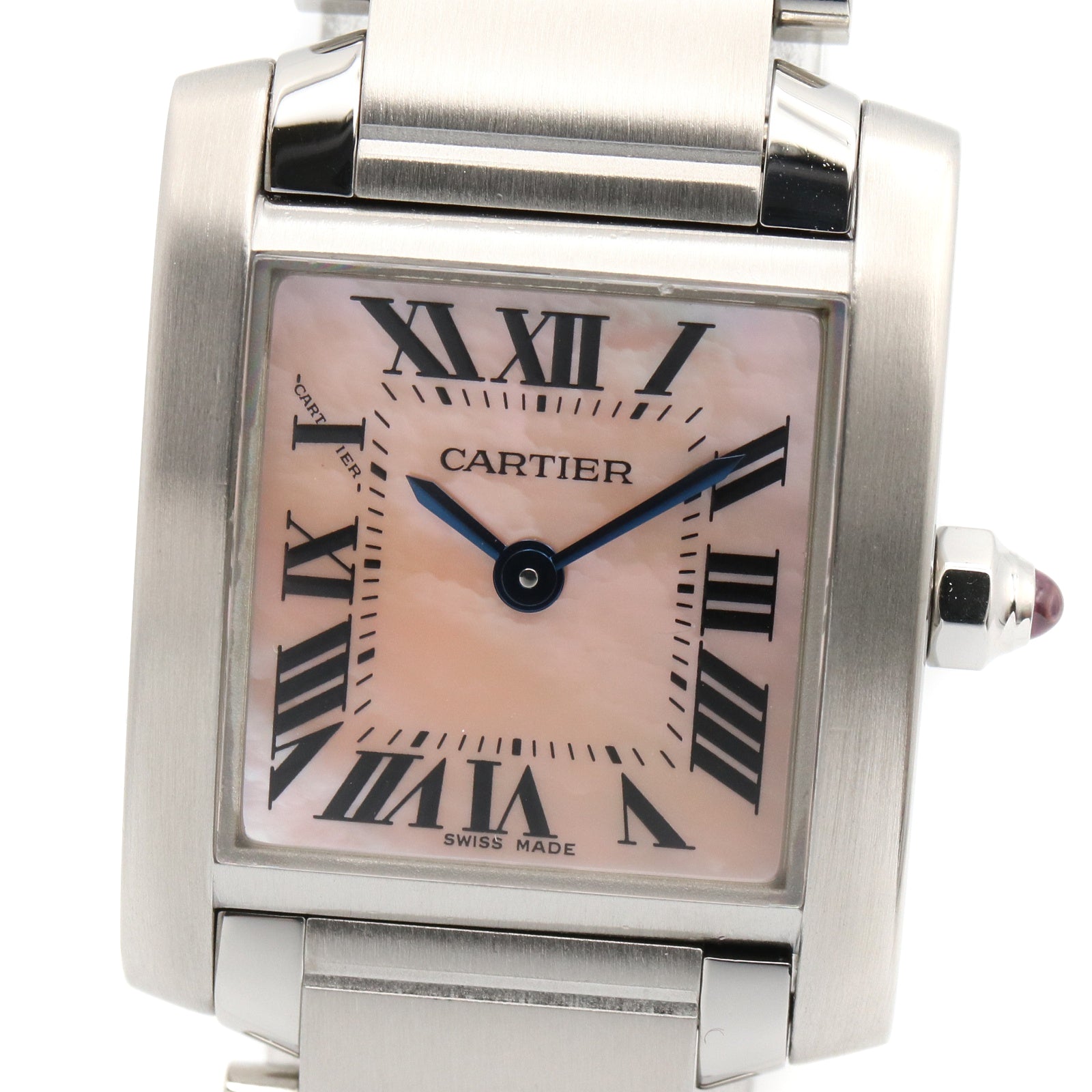 タンクフランセーズ SM レディース 腕時計 クオーツ ステンレススチール ピンク ピンクシェル カルティエ 時計 Cartier