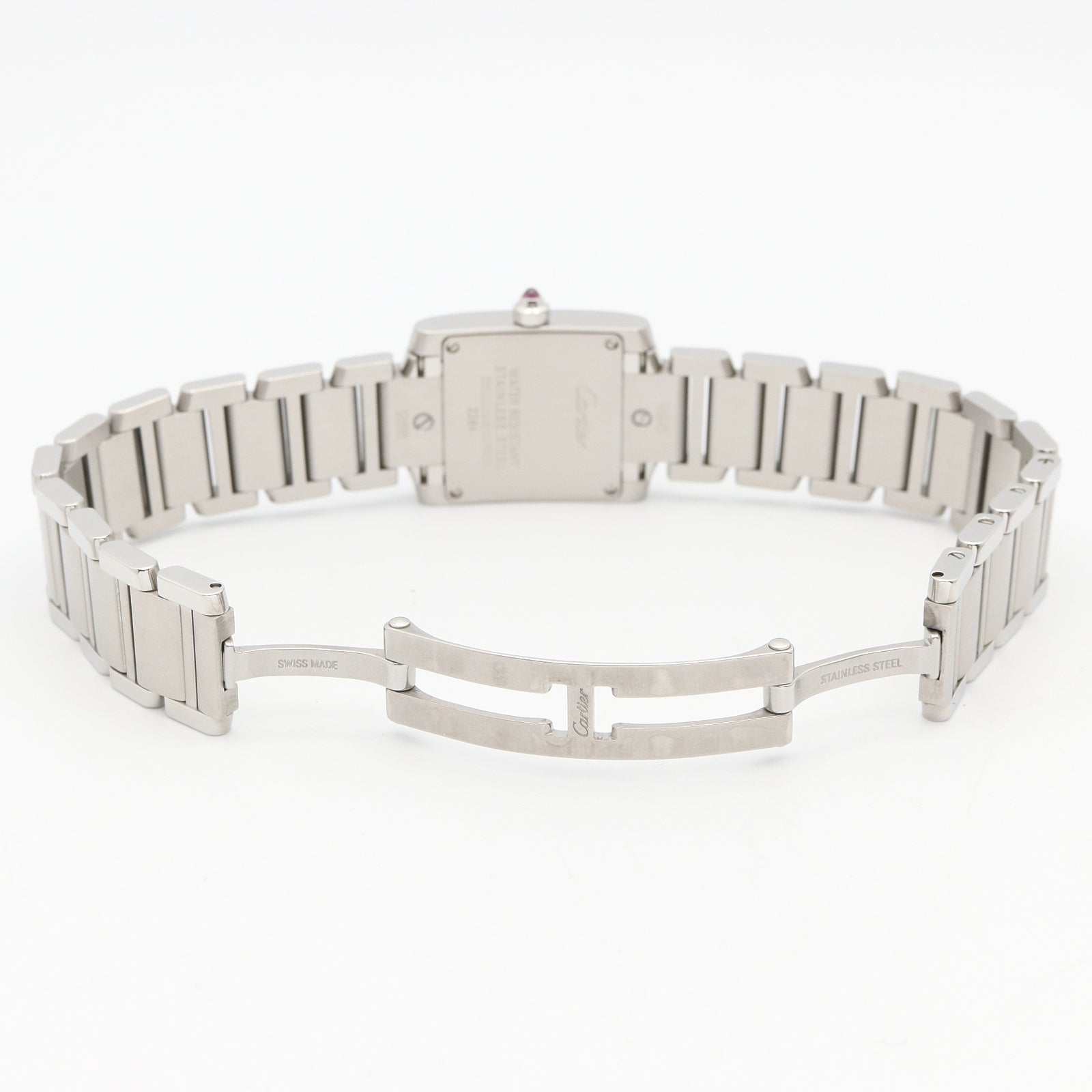 タンクフランセーズ SM レディース 腕時計 クオーツ ステンレススチール ピンク ピンクシェル カルティエ 時計 Cartier