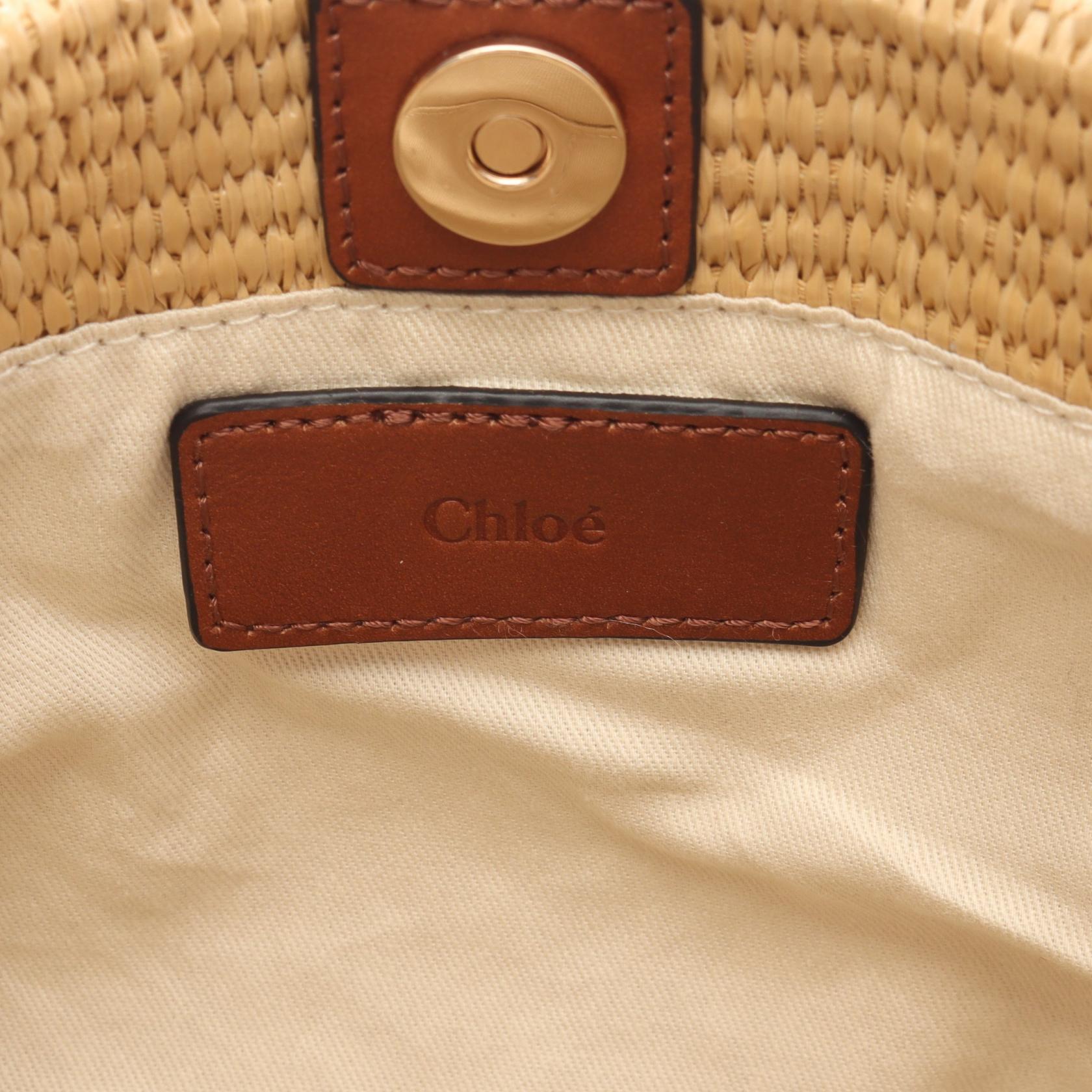 キッズ 2WAY ショルダーバッグ レザー フェイクストロー ベージュ ブラウン クロエ バッグ Chloe