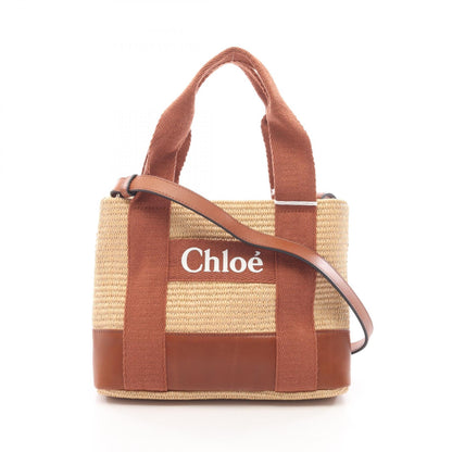 キッズ 2WAY ショルダーバッグ レザー フェイクストロー ベージュ ブラウン クロエ バッグ Chloe