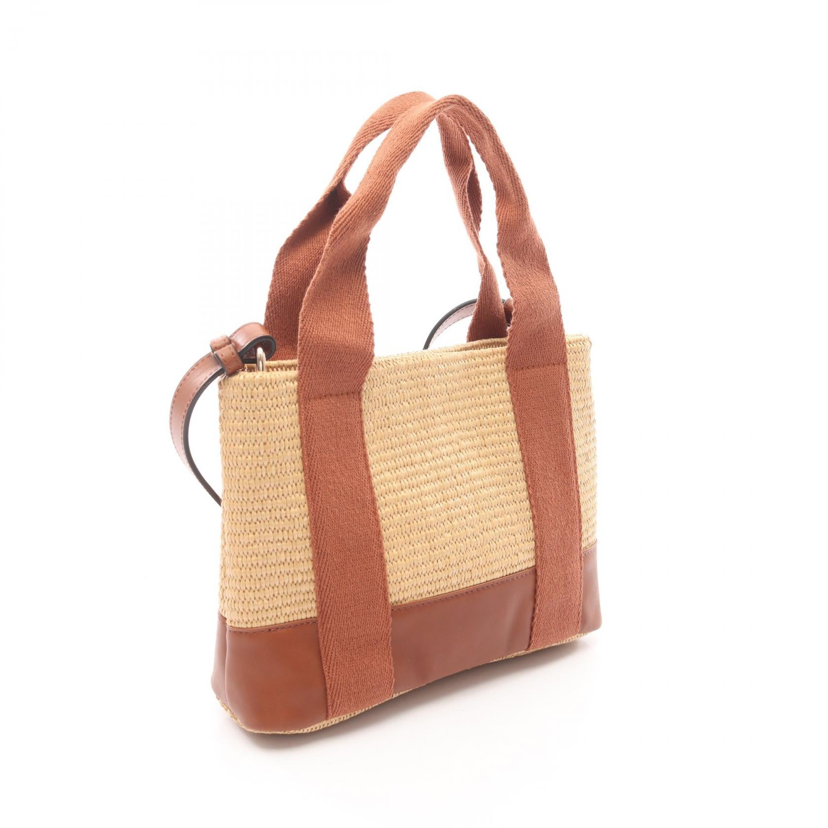 キッズ 2WAY ショルダーバッグ レザー フェイクストロー ベージュ ブラウン クロエ バッグ Chloe