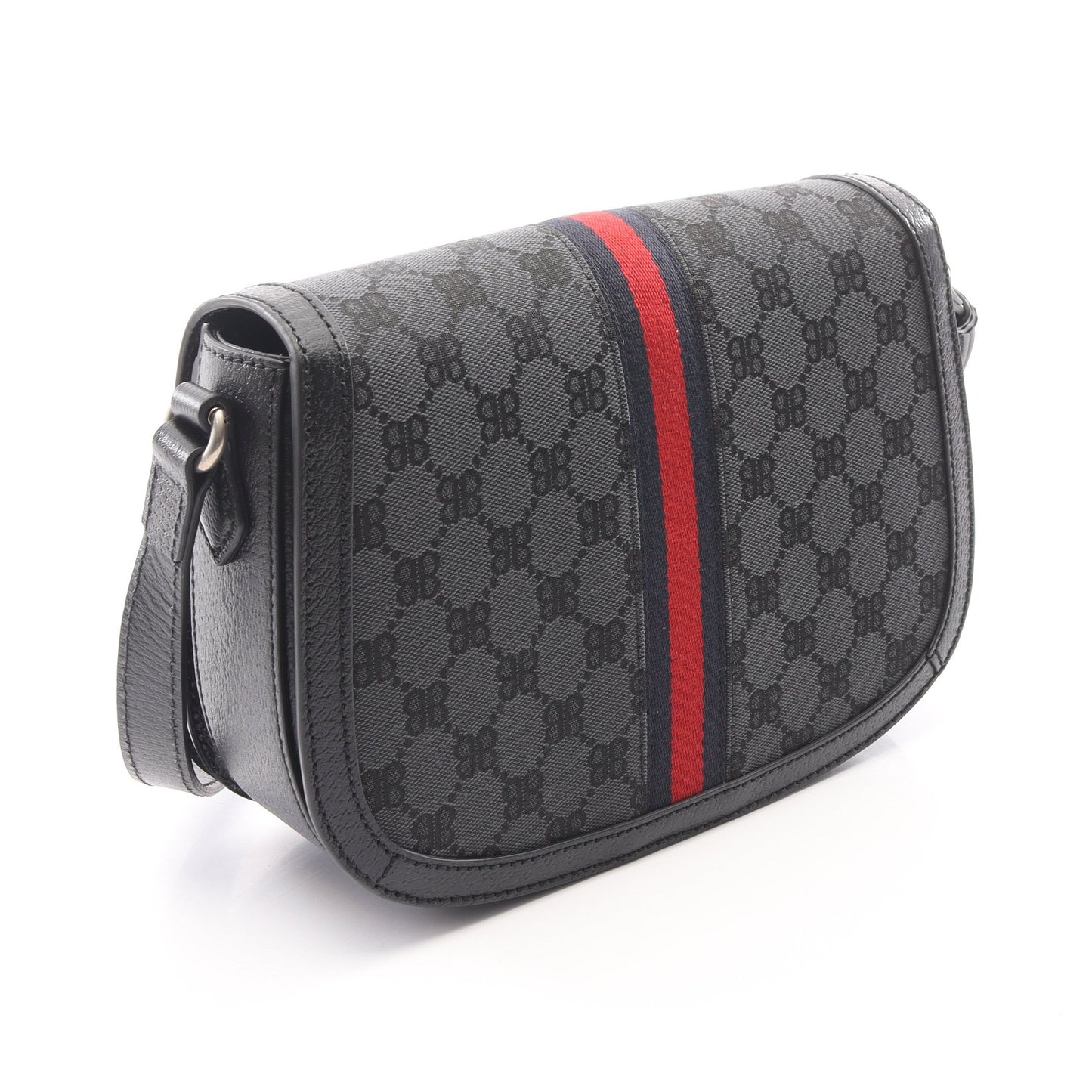 BALENCIAGA × GUCCI ザ ハッカープロジェクト ショルダーバッグ キャンバス レザー ダークグレー ブラック マルチカラー バレンシアガ