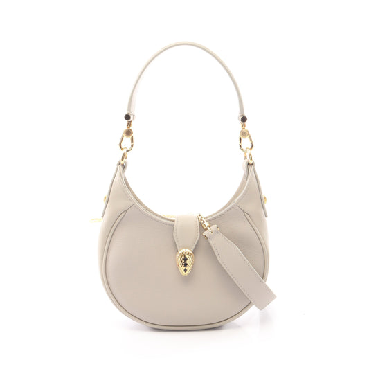 セルペンティ エリプス スモール 2WAY ハンドバッグ レザー グレー ブルガリ バッグ BVLGARI
